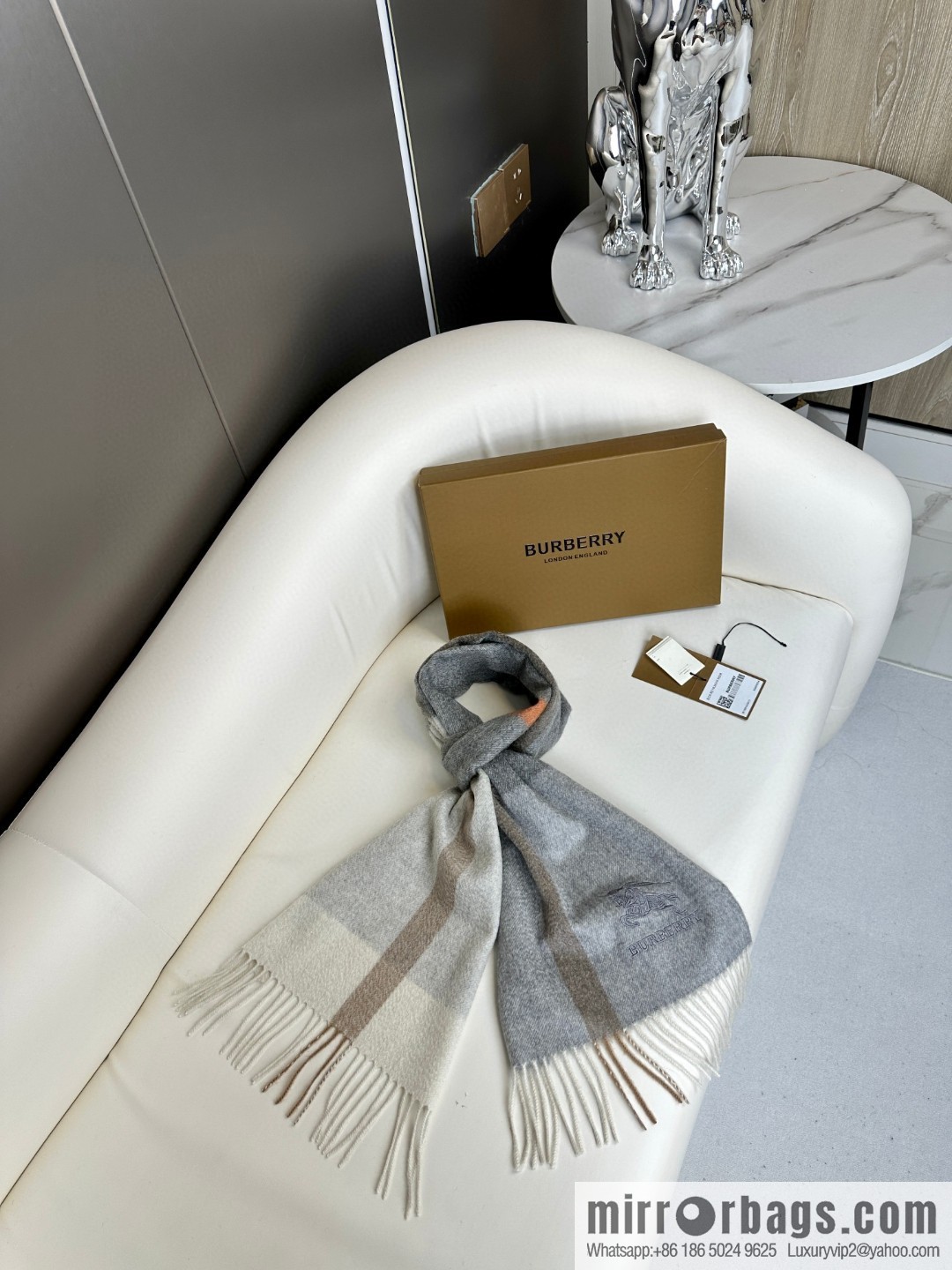 Burberry, classic warhorse logo cashmere scarf