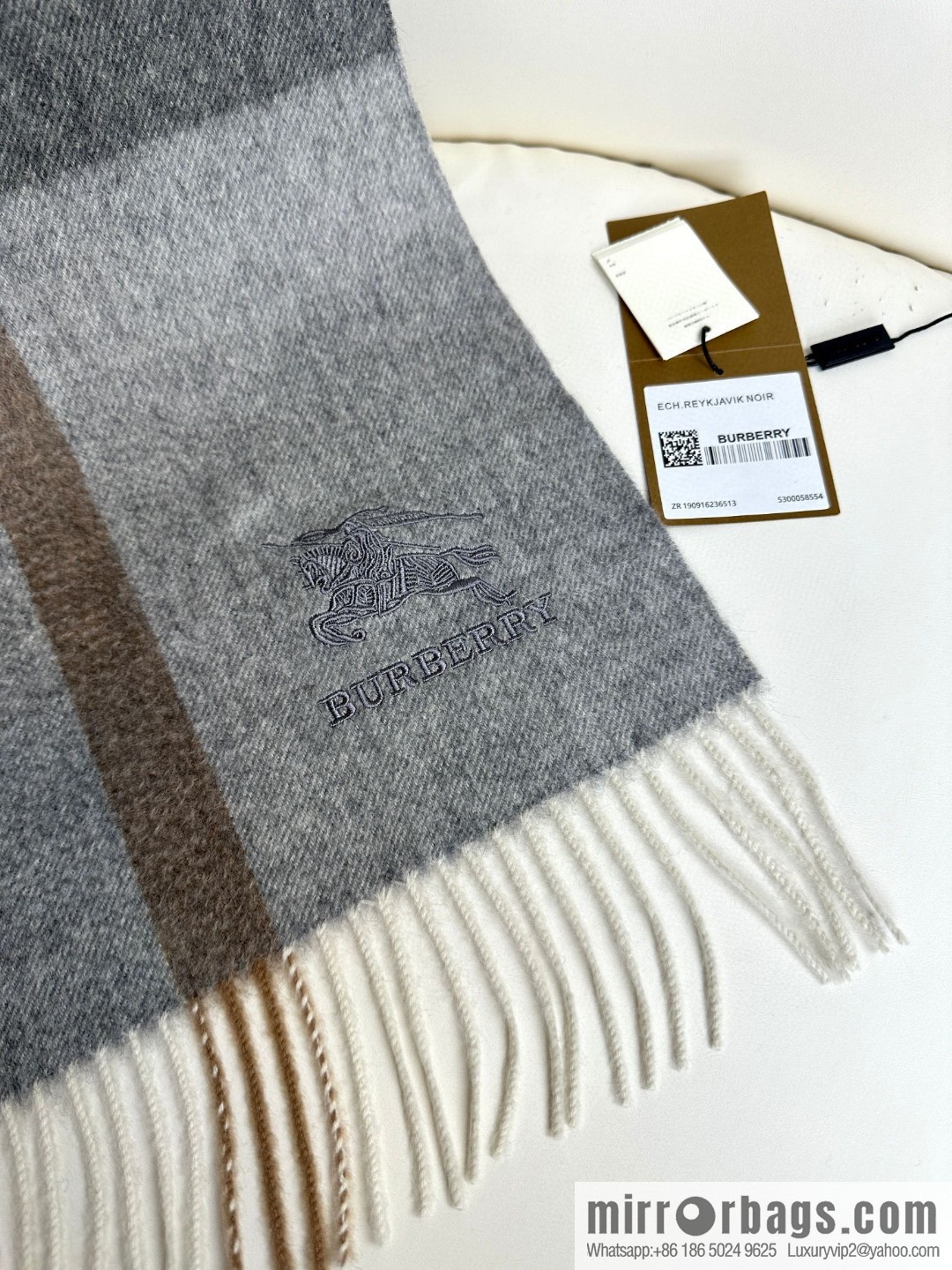 Burberry, classic warhorse logo cashmere scarf