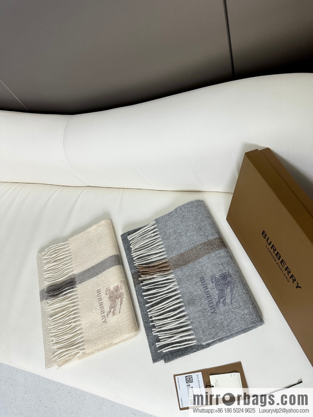Burberry, classic warhorse logo cashmere scarf