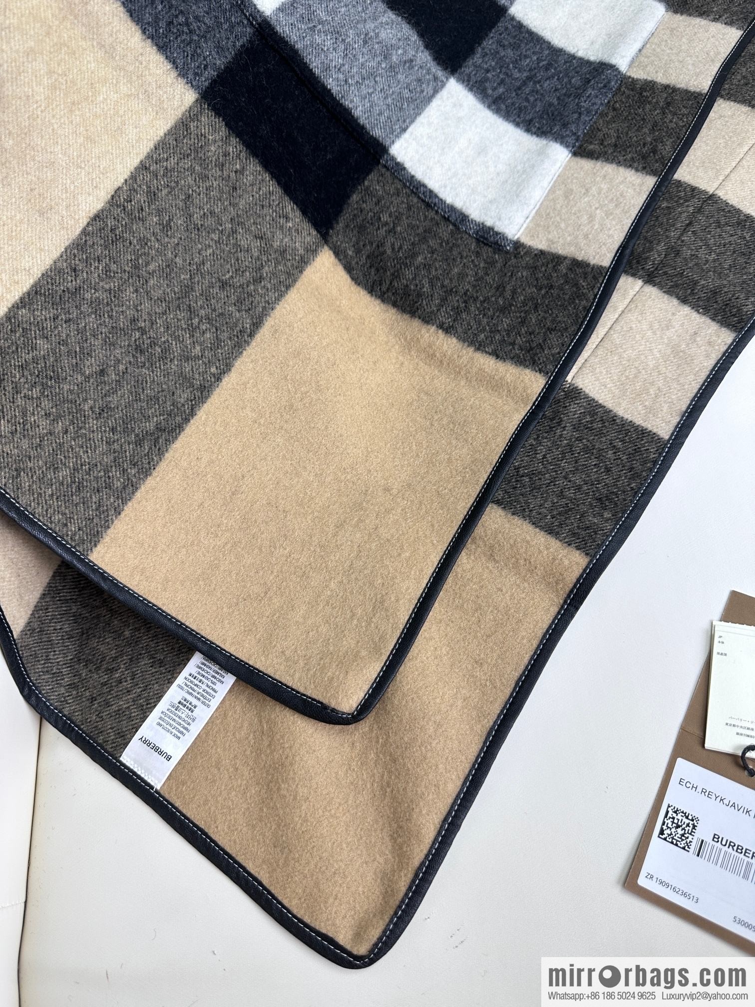 Burberry, the latest logo plaid cape large shawl