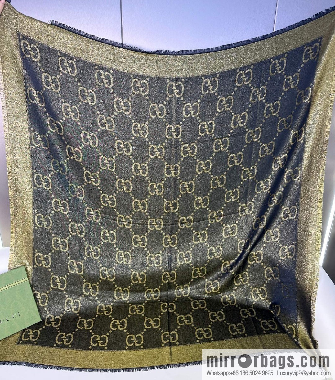 GUCCI GG gold thread jacquard shawl
