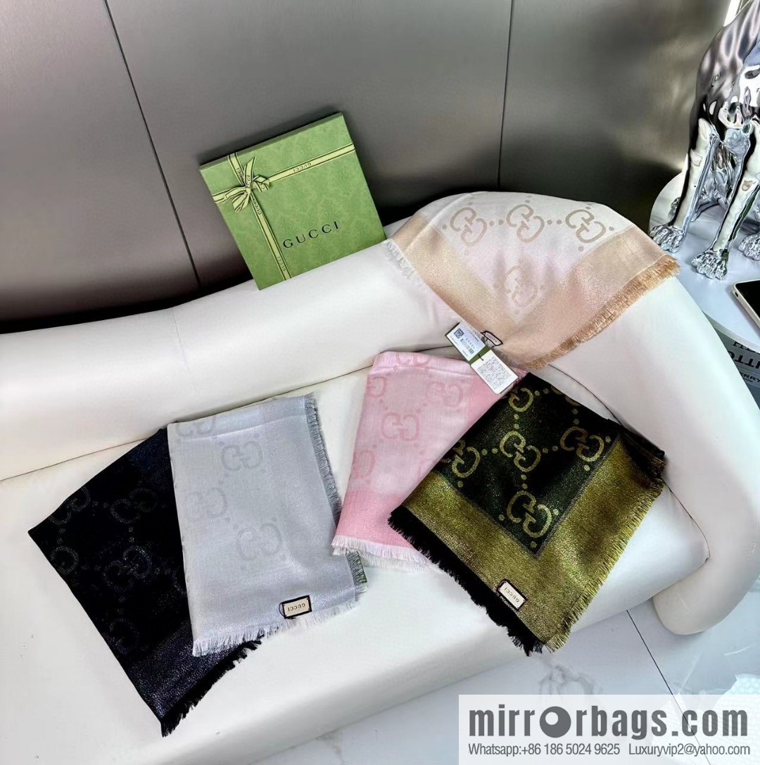 GUCCI GG gold thread jacquard shawl