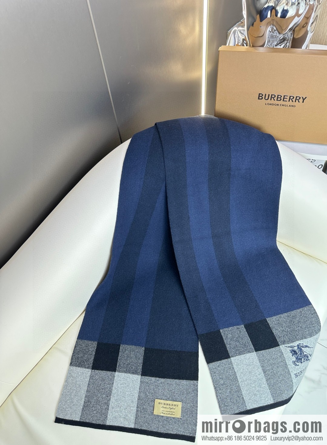 Burberry, classic war horse plaid, knitted cashmere scarf