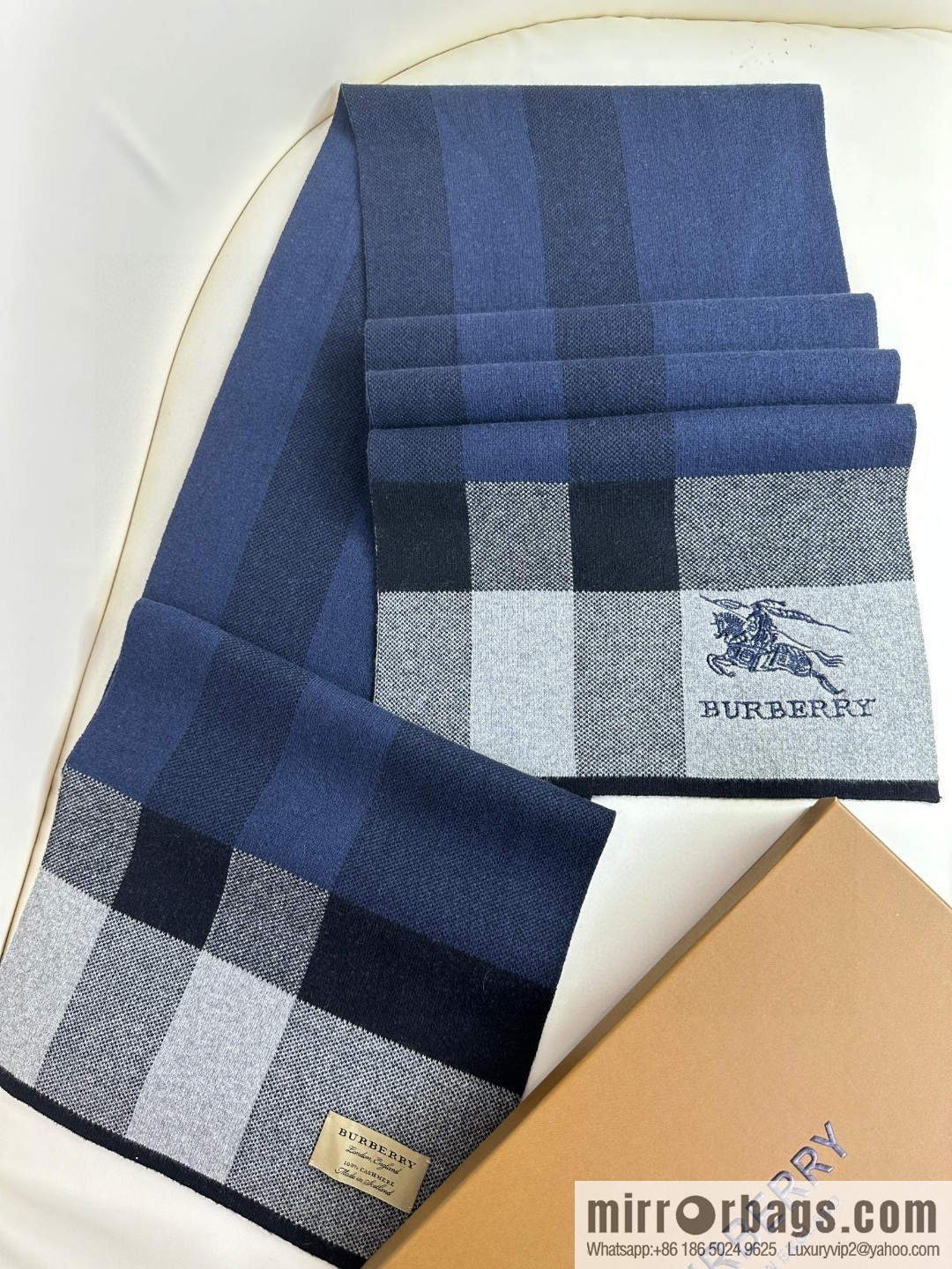 Burberry, classic war horse plaid, knitted cashmere scarf