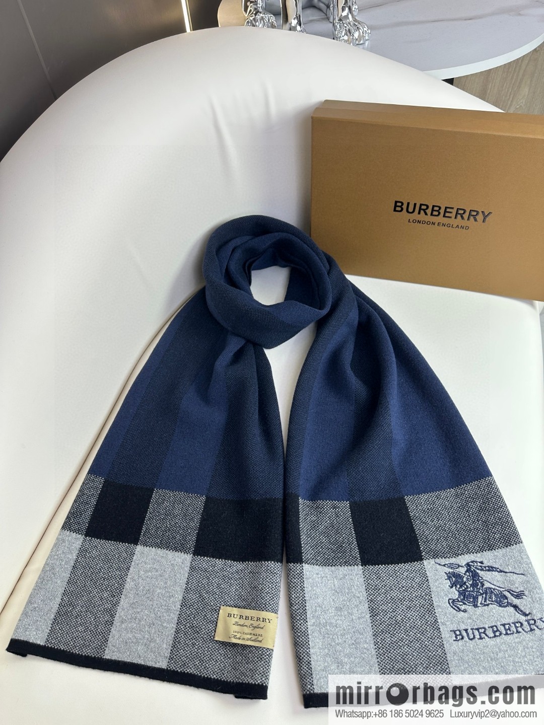 Burberry, classic war horse plaid, knitted cashmere scarf