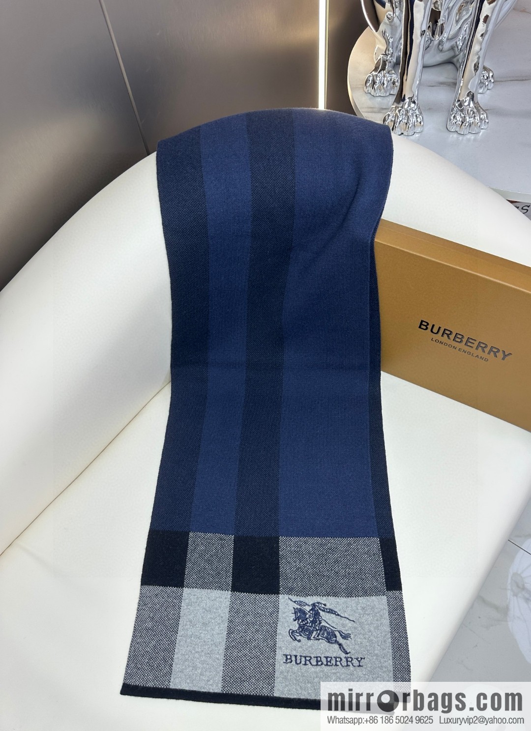 Burberry, classic war horse plaid, knitted cashmere scarf