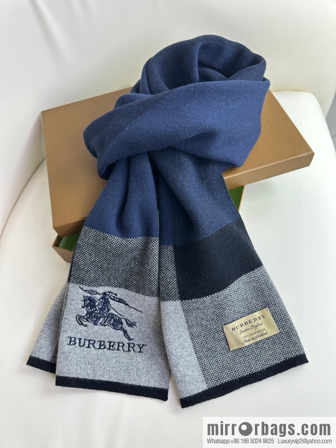 Burberry, classic war horse plaid, knitted cashmere scarf