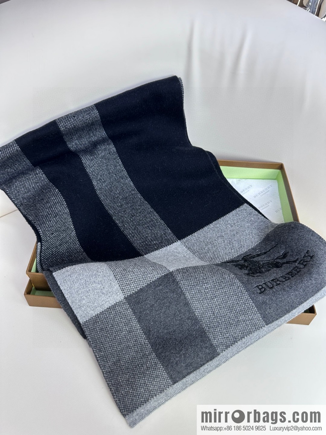 Burberry, classic war horse plaid, knitted cashmere scarf