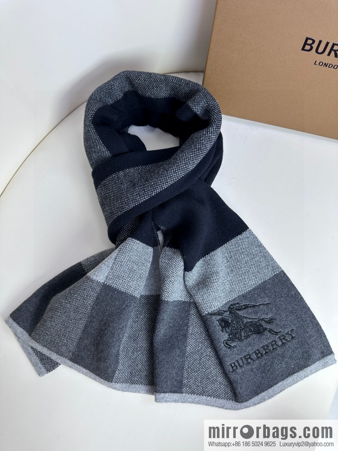 Burberry, classic war horse plaid, knitted cashmere scarf