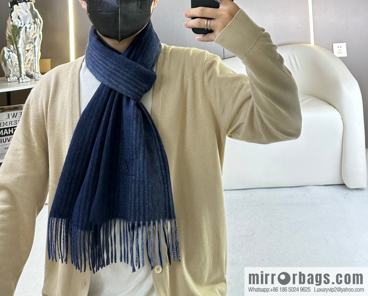 LV classic striped plaid, cashmere scarf