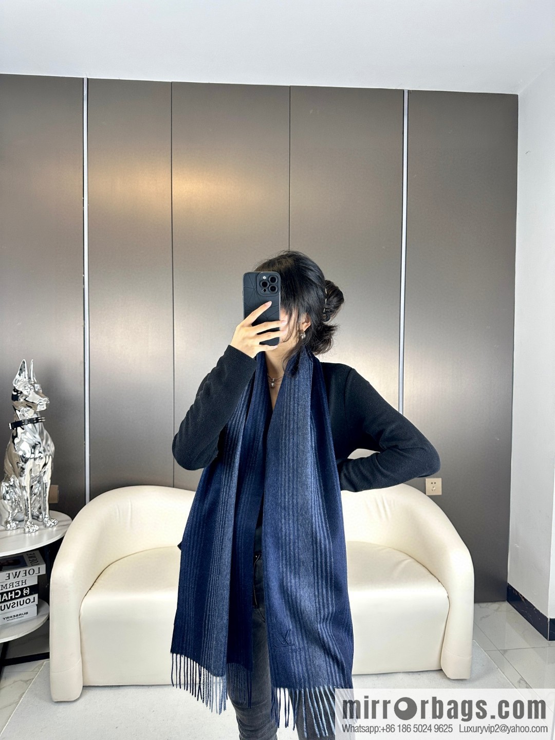 LV classic striped plaid, cashmere scarf