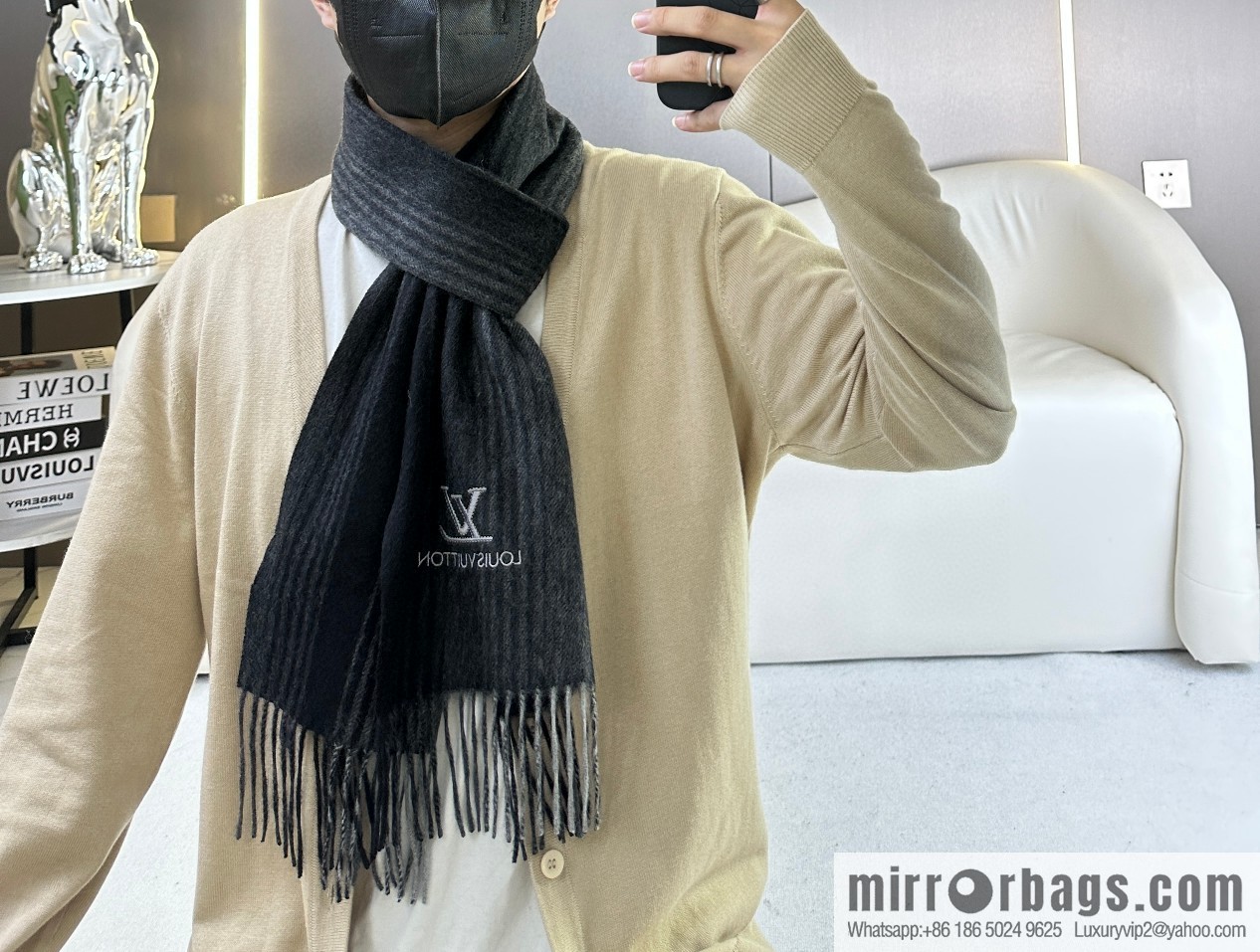 LV classic striped plaid, cashmere scarf