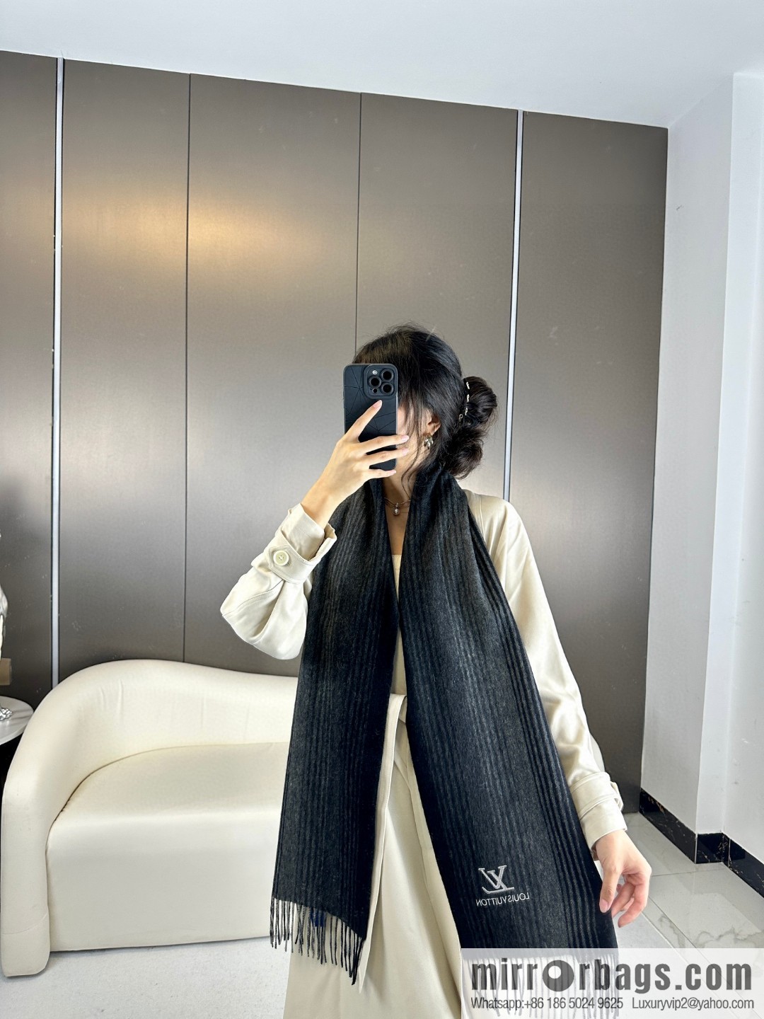 LV classic striped plaid, cashmere scarf