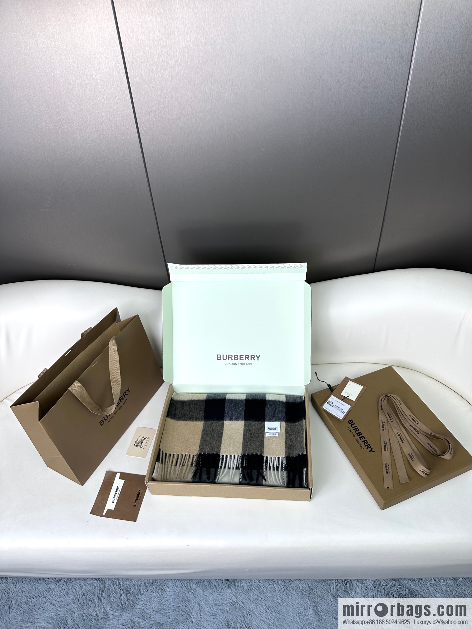 Burberry, classic cashmere plaid scarf