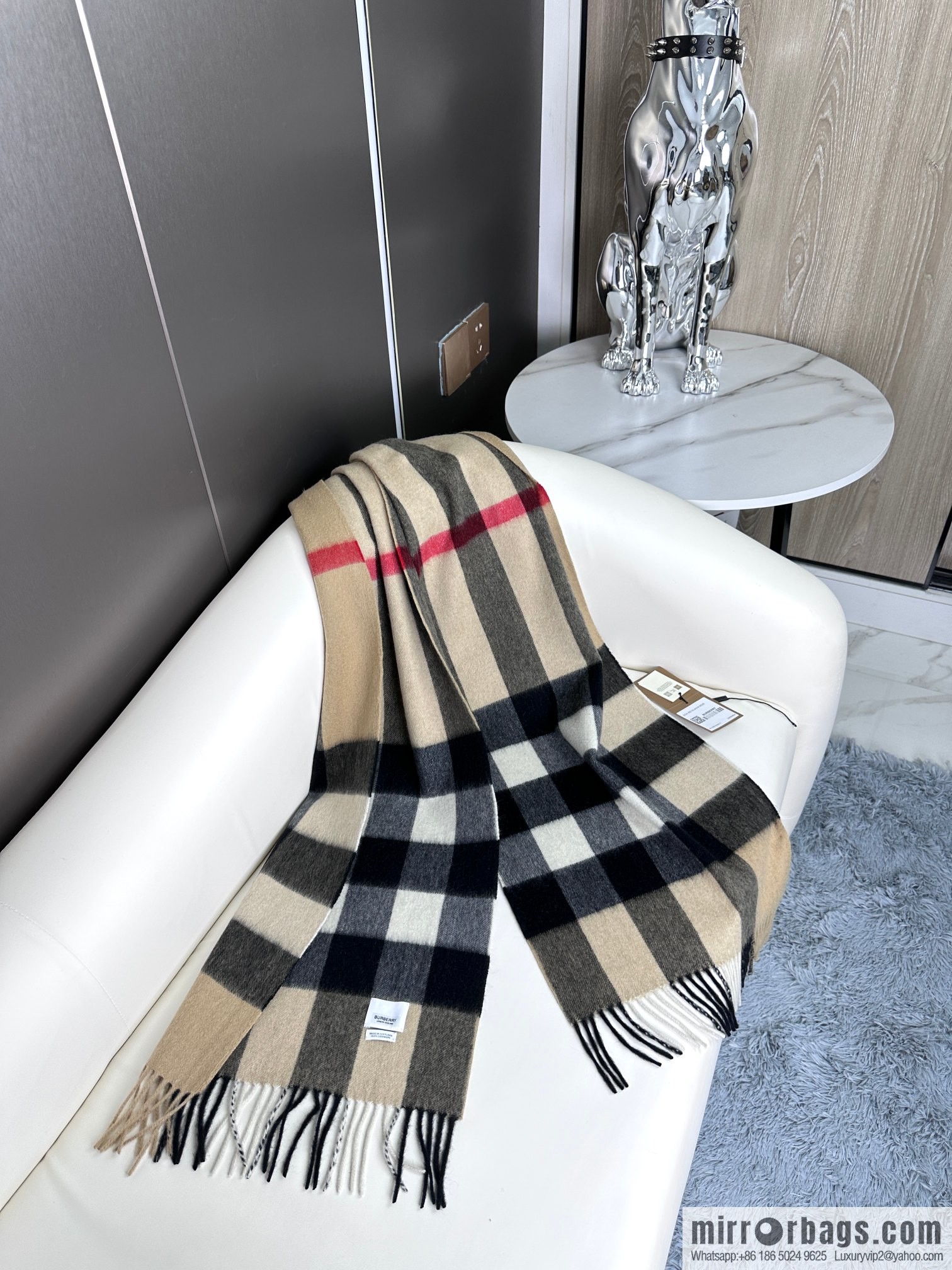 Burberry, classic cashmere plaid scarf