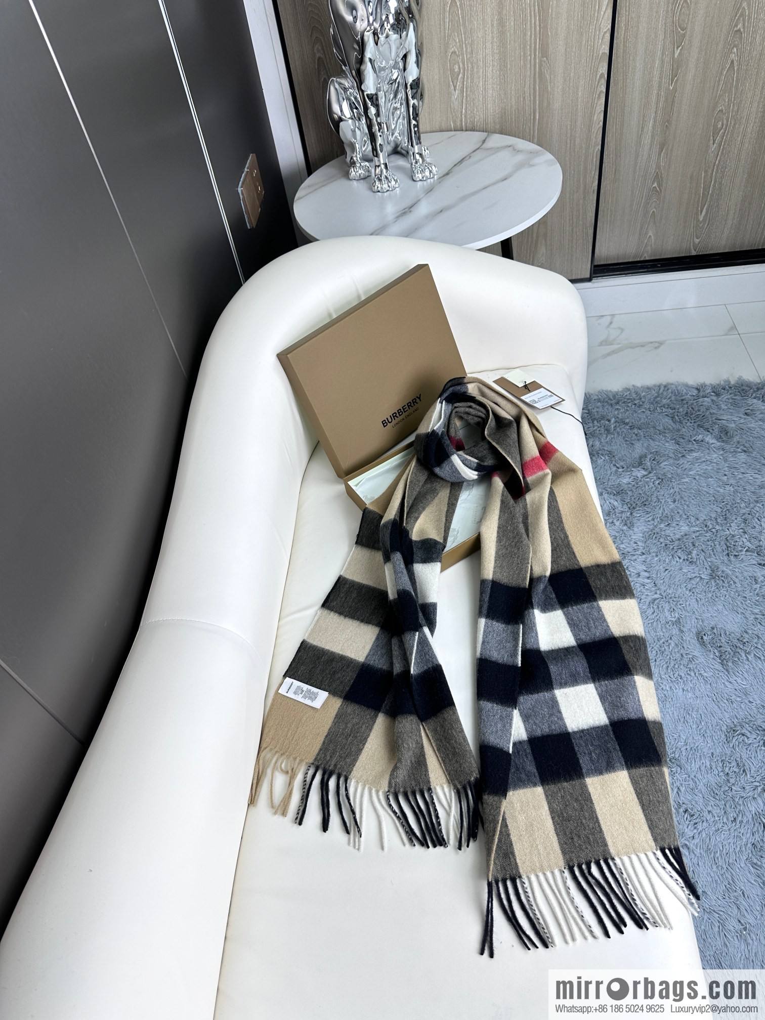 Burberry, classic cashmere plaid scarf