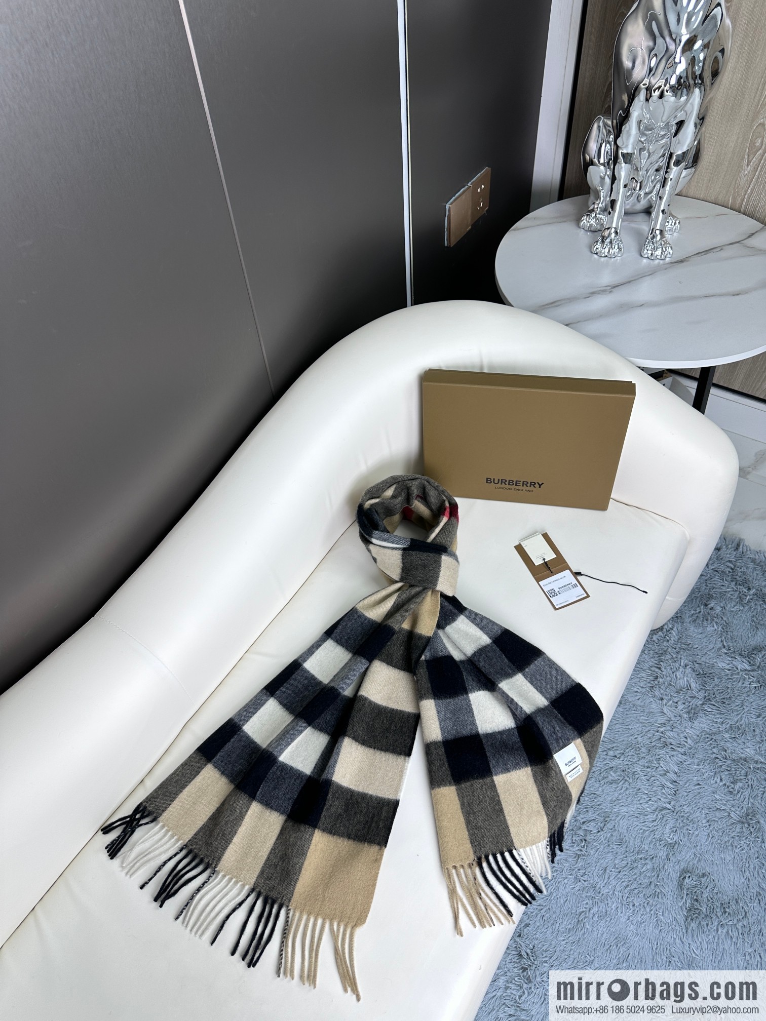 Burberry, classic cashmere plaid scarf