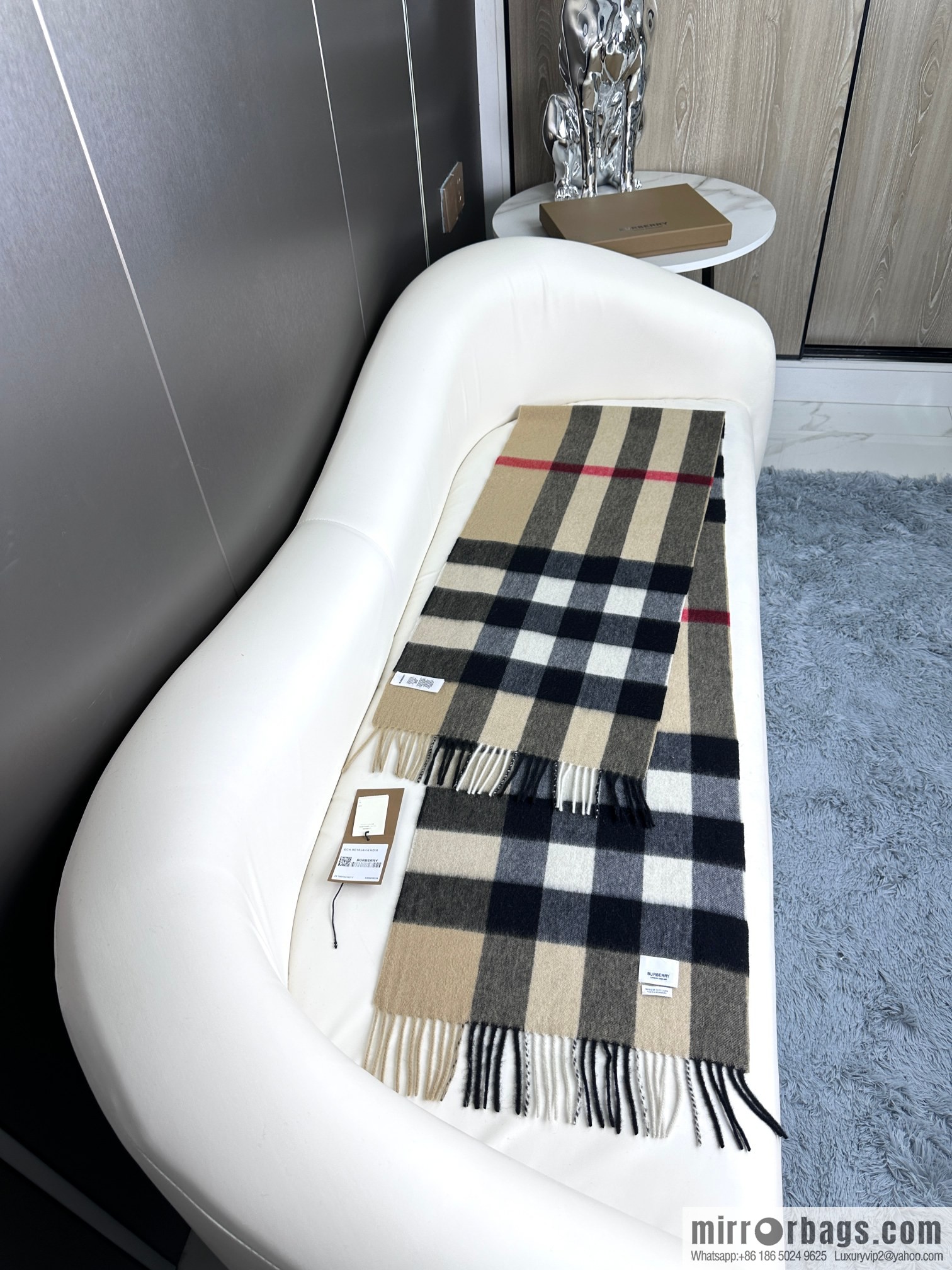 Burberry, classic cashmere plaid scarf