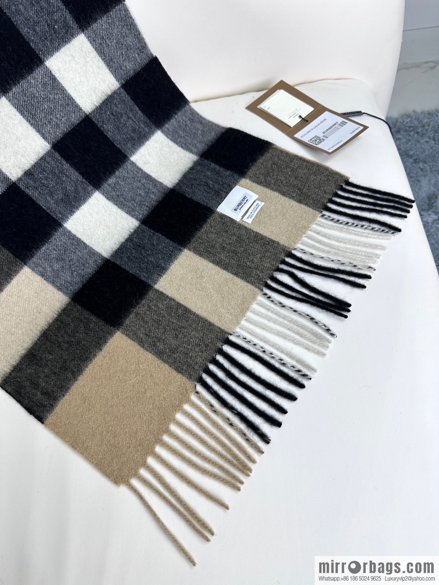 Burberry, classic cashmere plaid scarf