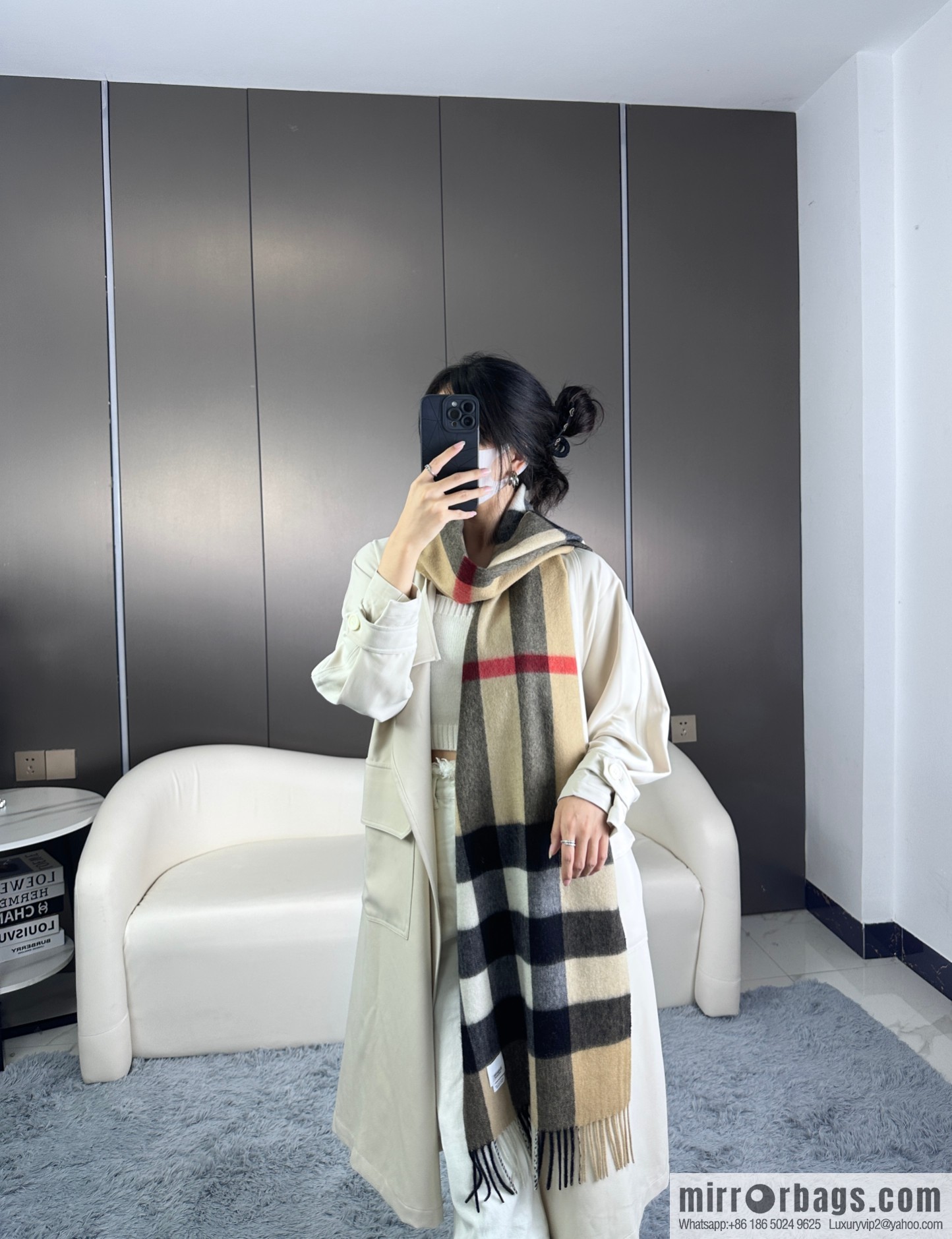 Burberry, classic cashmere plaid scarf