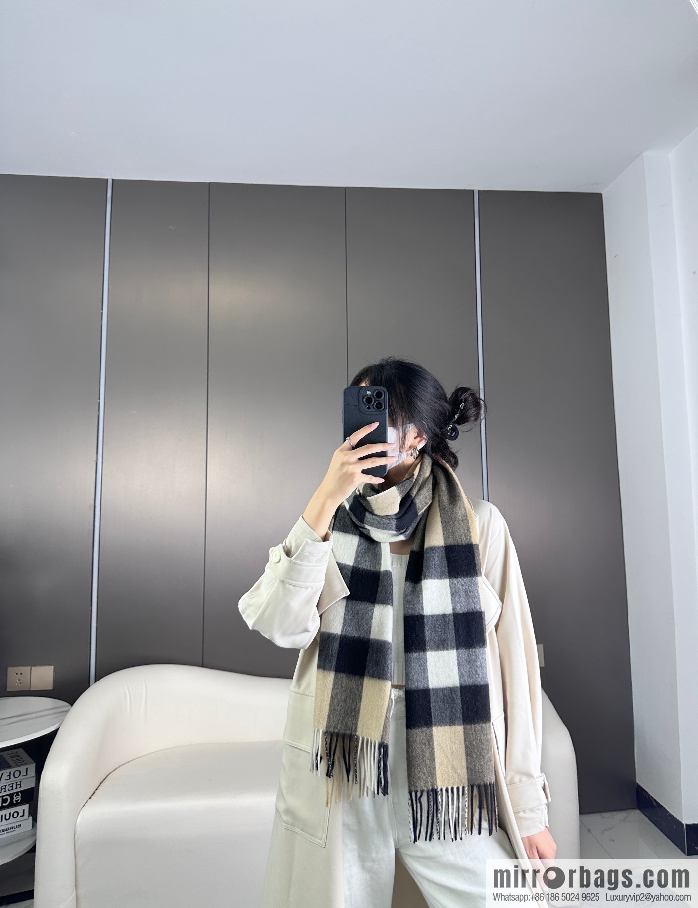 Burberry, classic cashmere plaid scarf