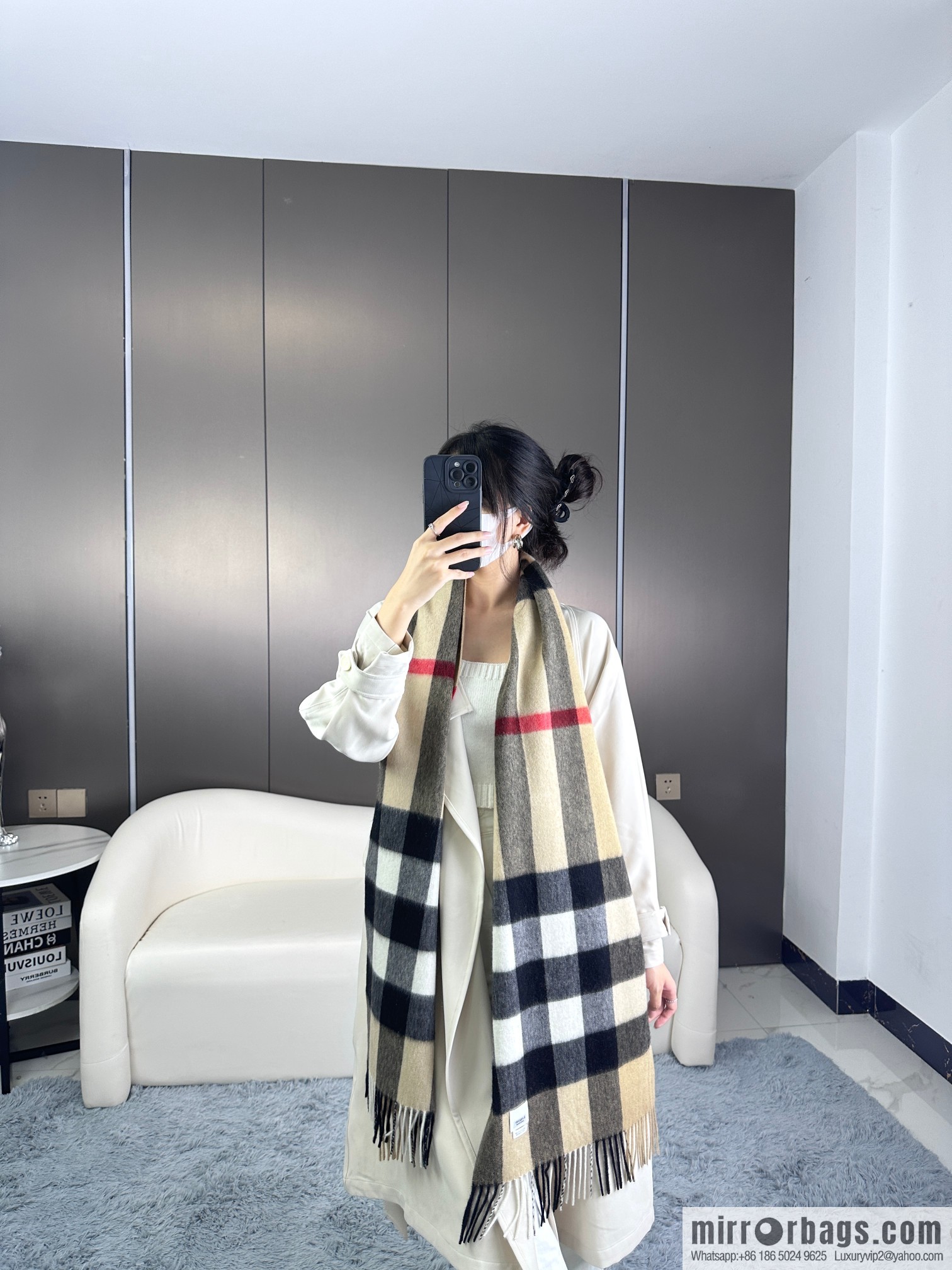 Burberry, classic cashmere plaid scarf