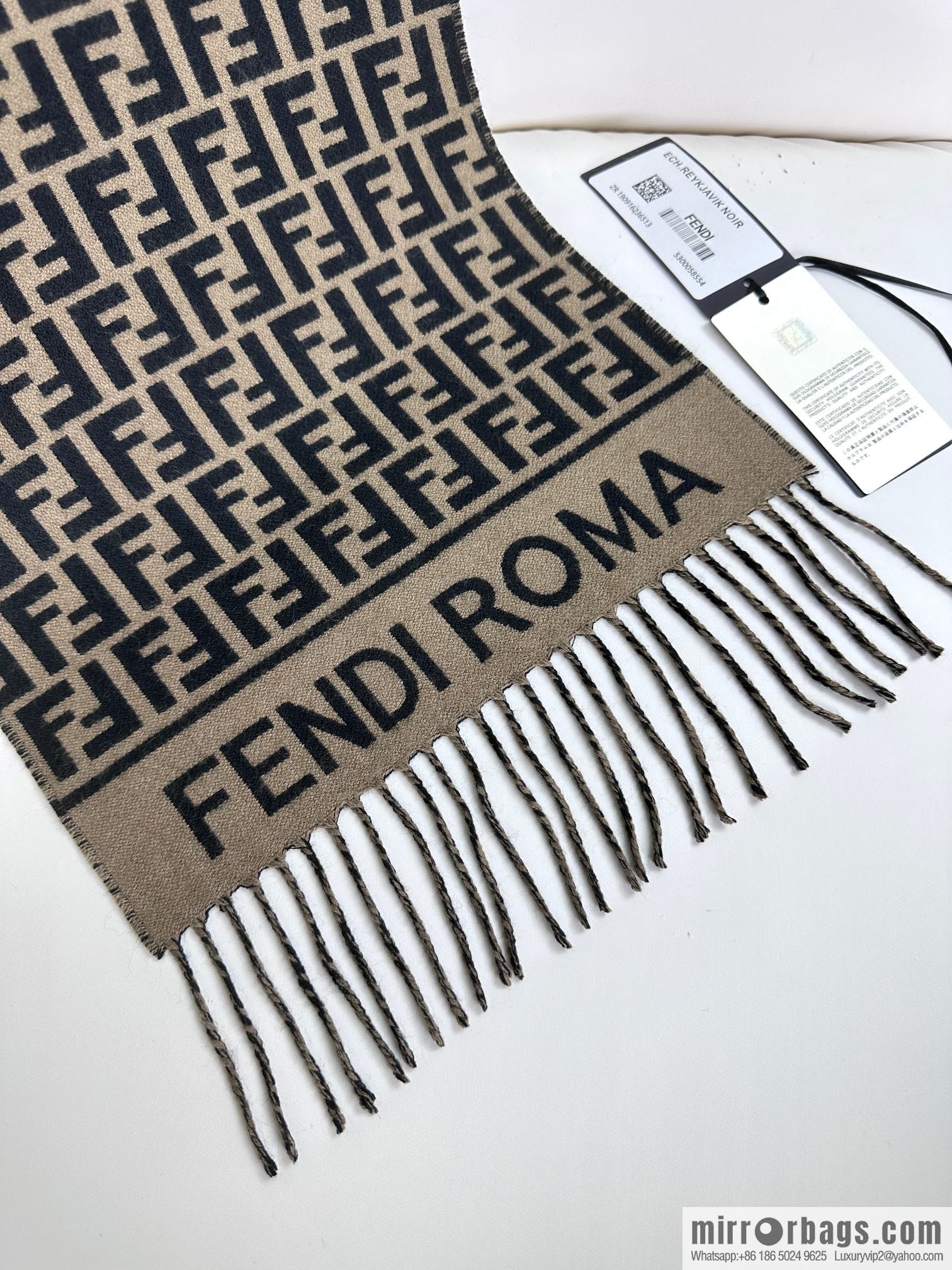 FENDI FF logo cashmere fringed long towel
