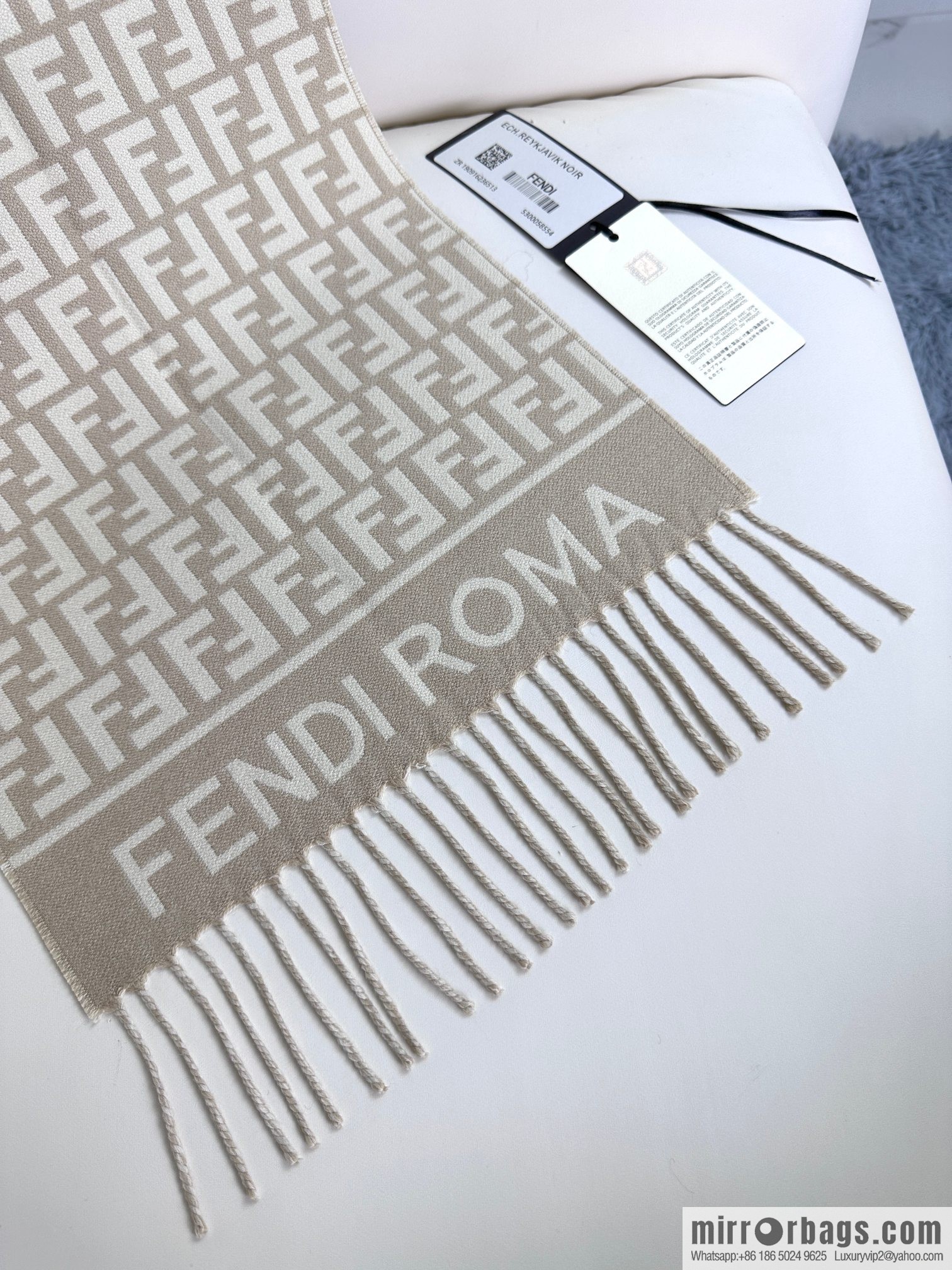 FENDI FF logo cashmere fringed long towel