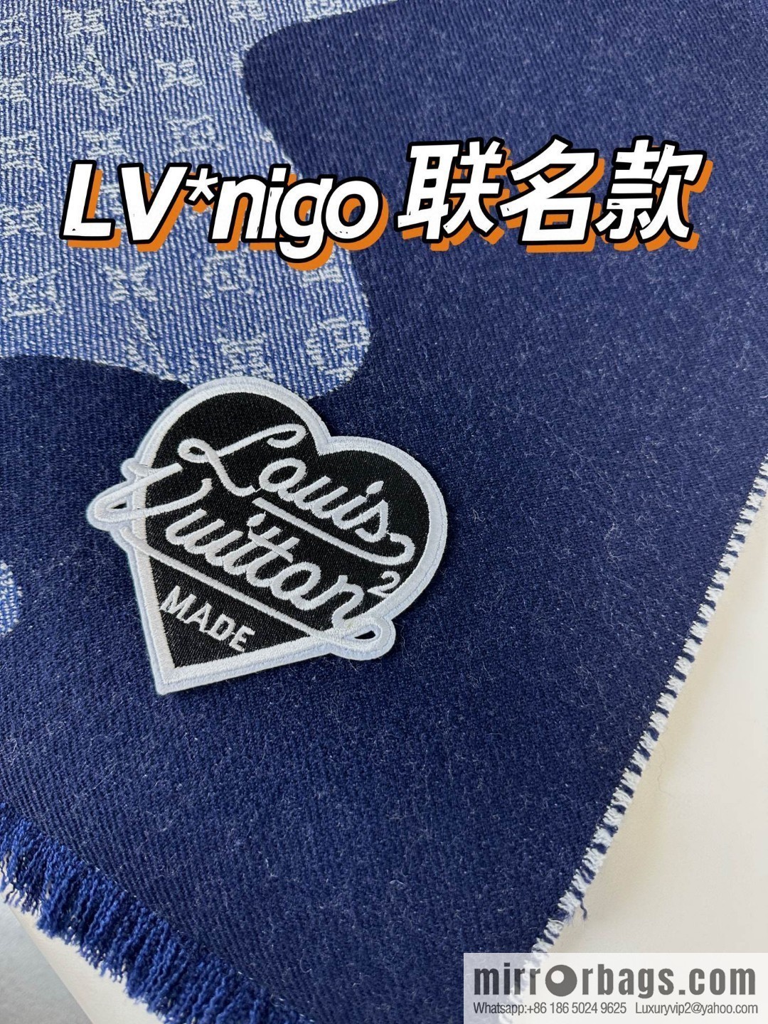 LV Nigo joint denim blue scarf