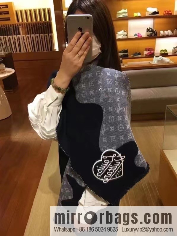 LV Nigo joint denim blue scarf