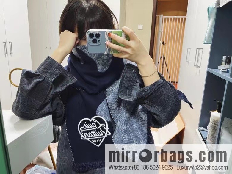 LV Nigo joint denim blue scarf