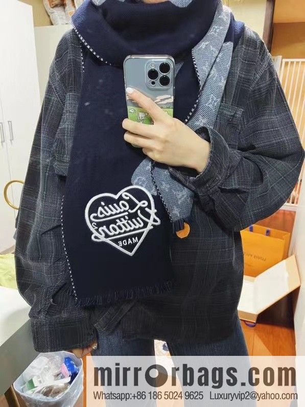 LV Nigo joint denim blue scarf