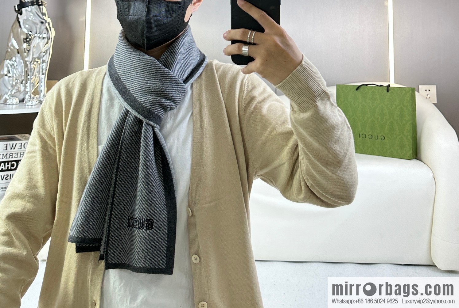 GUCCI imported knitted cashmere, high-end men's scarf