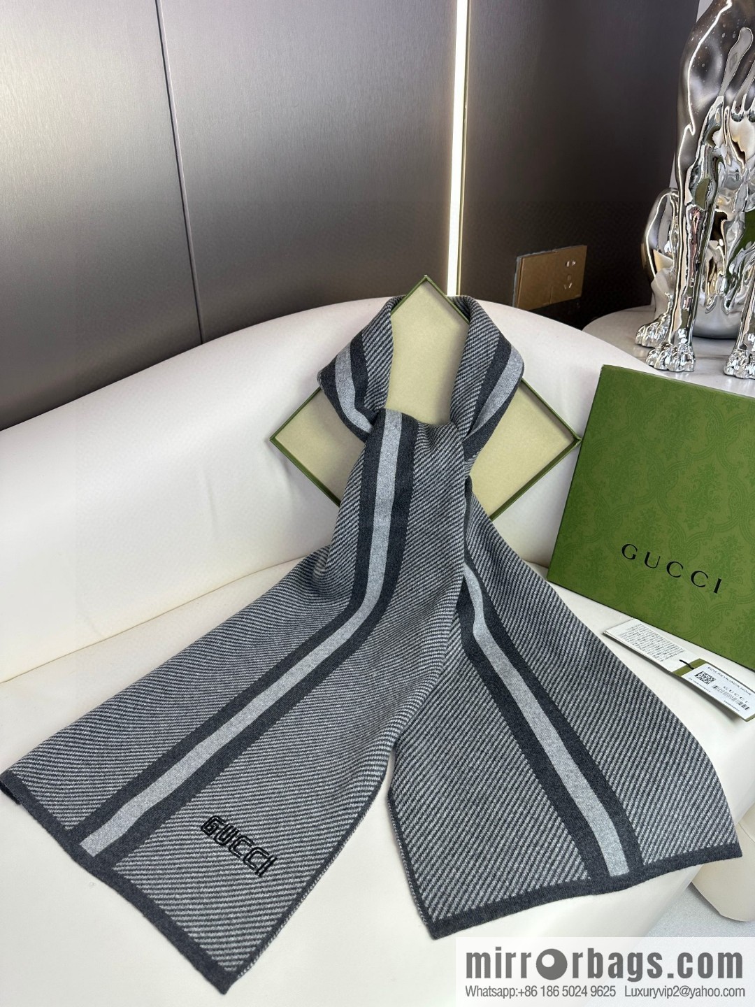 GUCCI imported knitted cashmere, high-end men's scarf