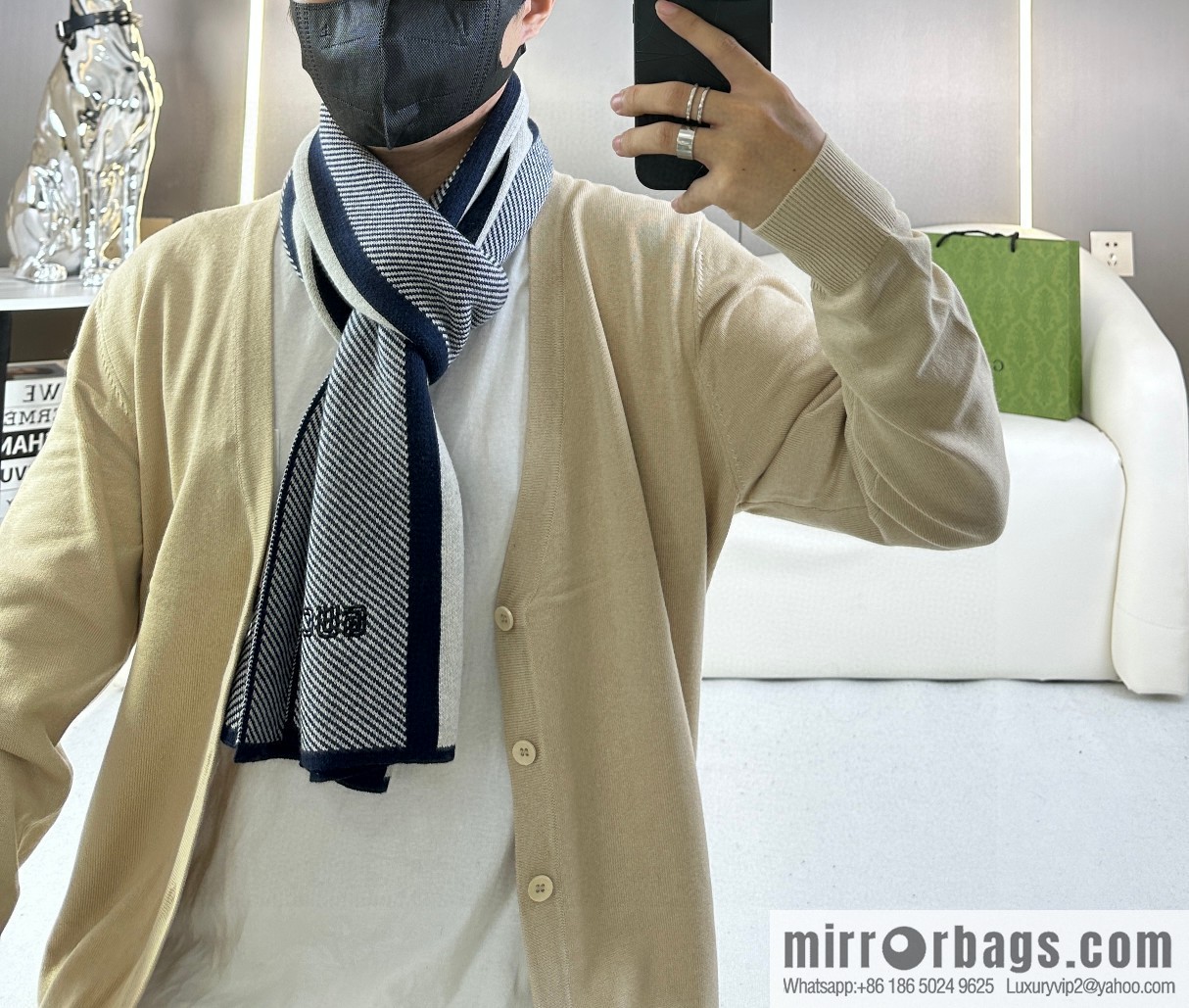 GUCCI imported knitted cashmere, high-end men's scarf