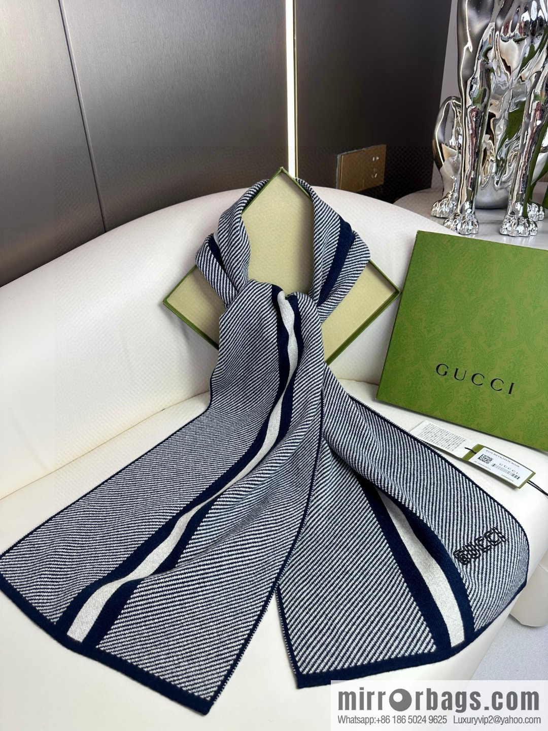 GUCCI imported knitted cashmere, high-end men's scarf