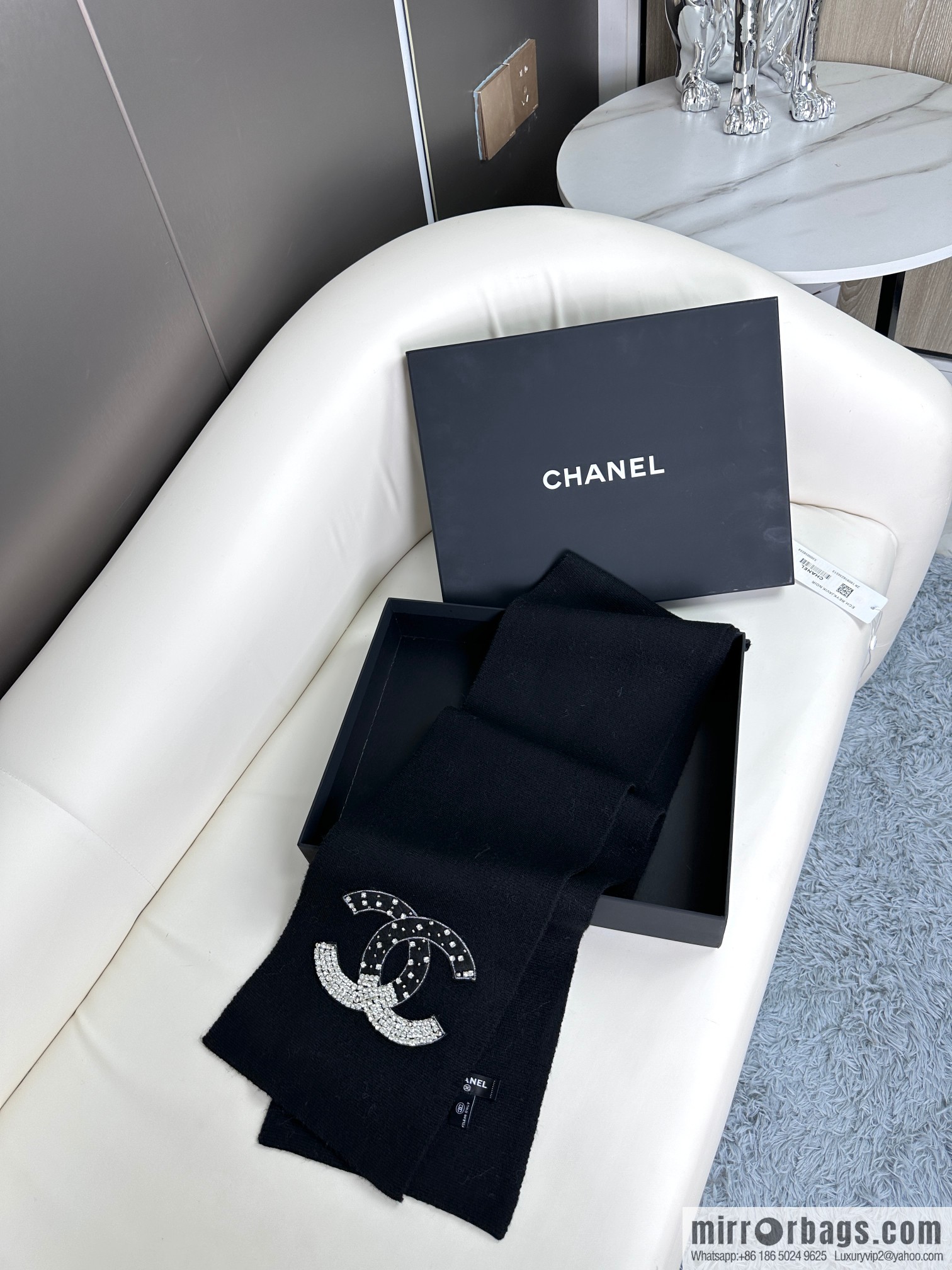 Chanel Premium Handmade Rhinestone Scarf Full of Diamonds