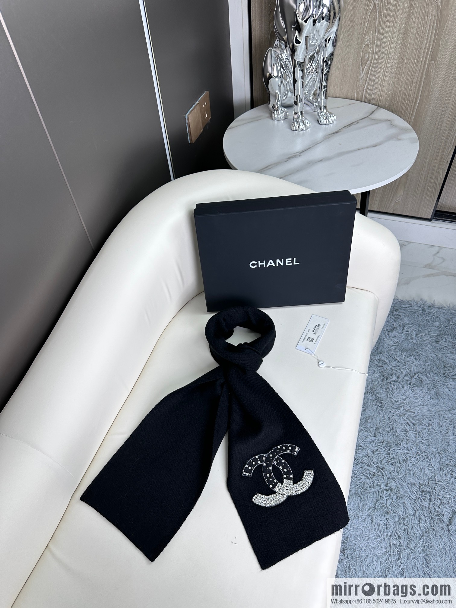 Chanel Premium Handmade Rhinestone Scarf Full of Diamonds