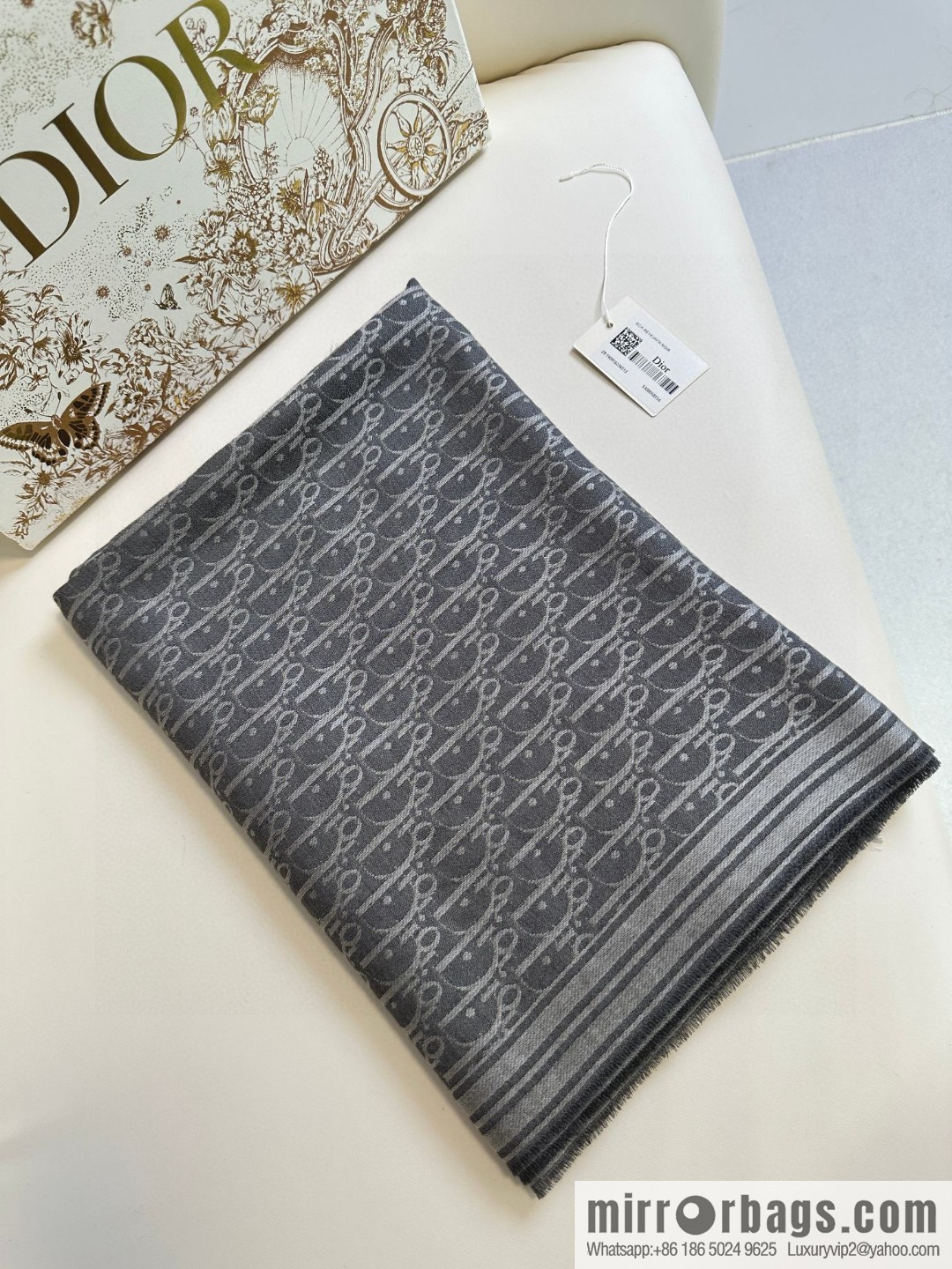 DIOR old flower silk cashmere long towel