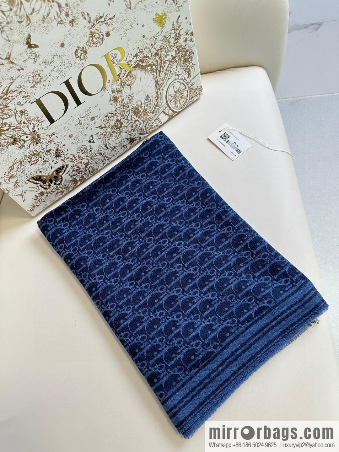 DIOR old flower silk cashmere long towel