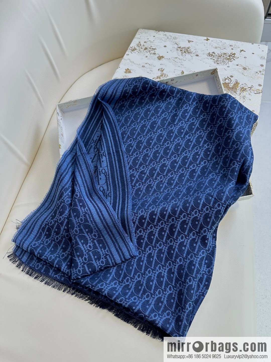 DIOR old flower silk cashmere long towel