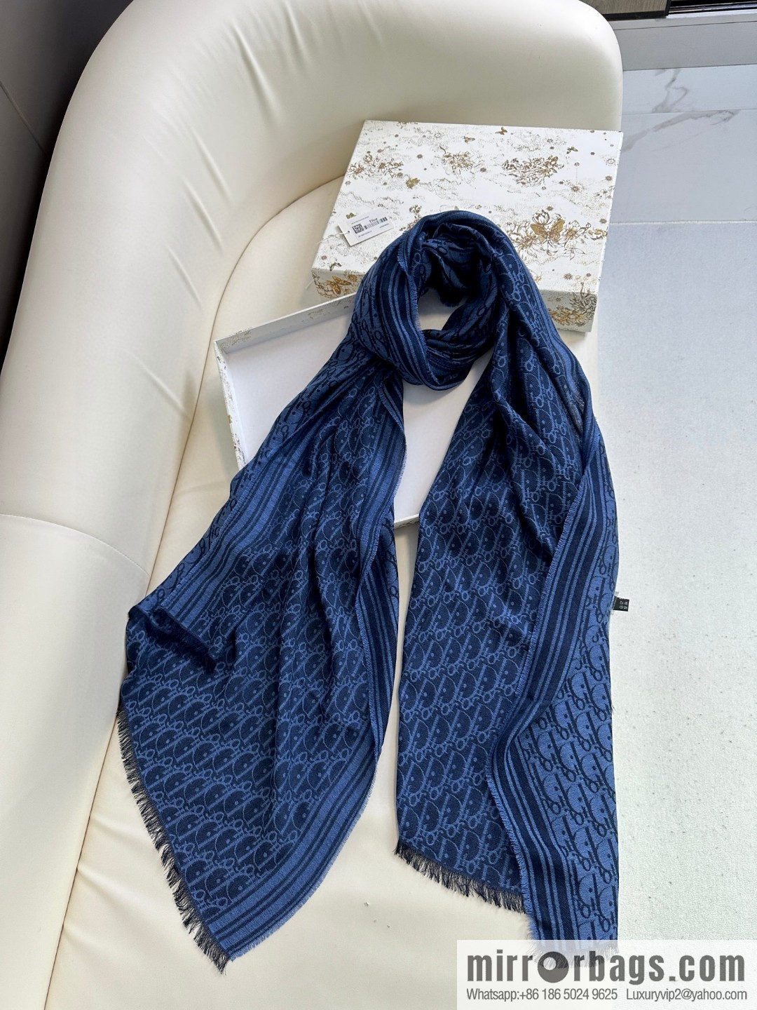 DIOR old flower silk cashmere long towel