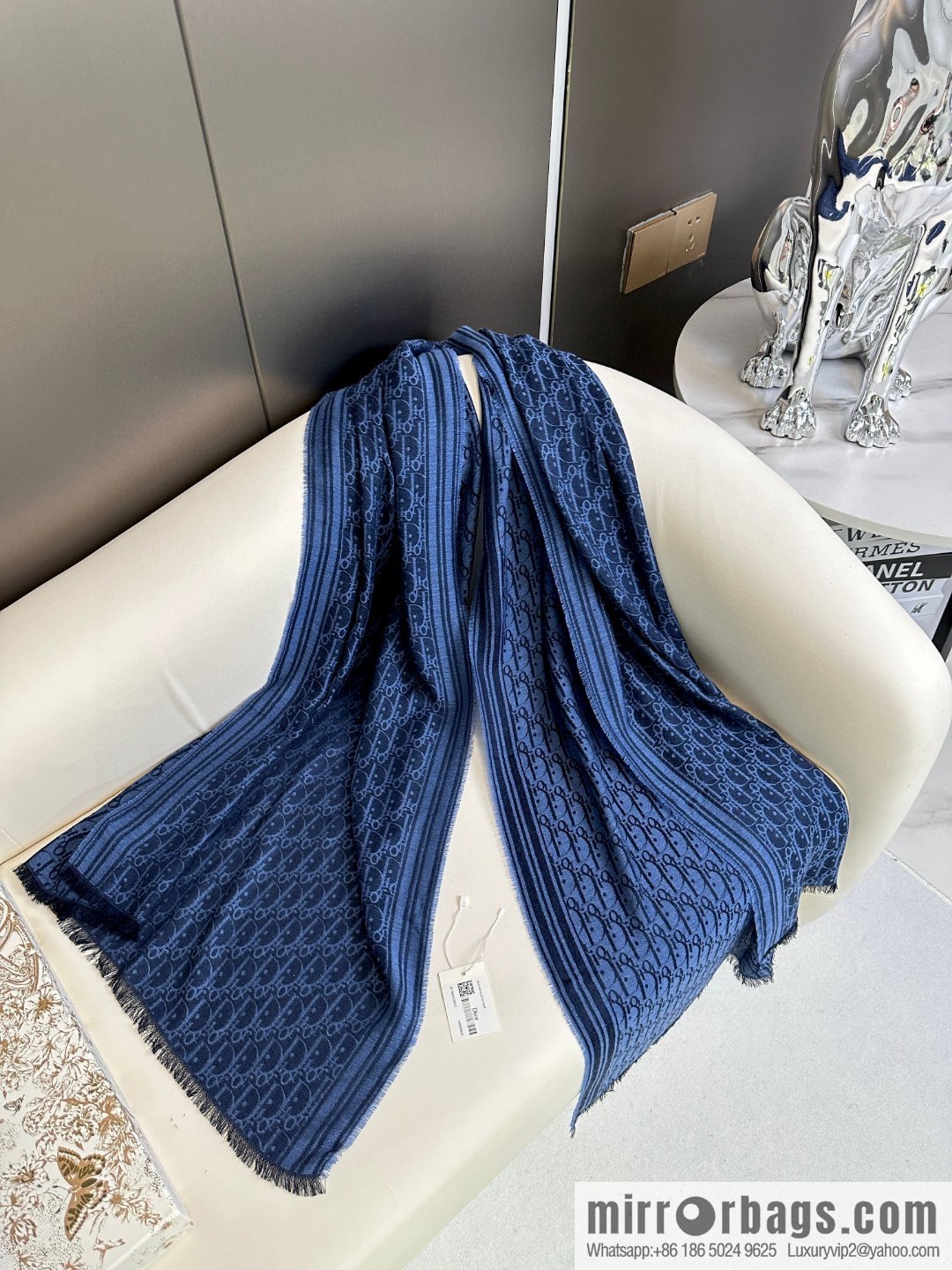 DIOR old flower silk cashmere long towel
