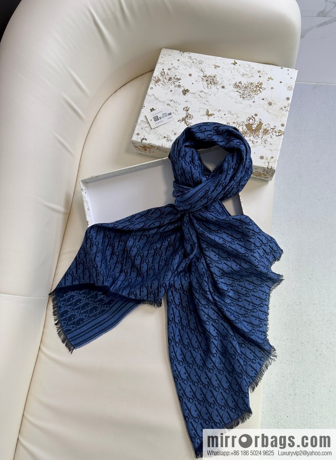 DIOR old flower silk cashmere long towel