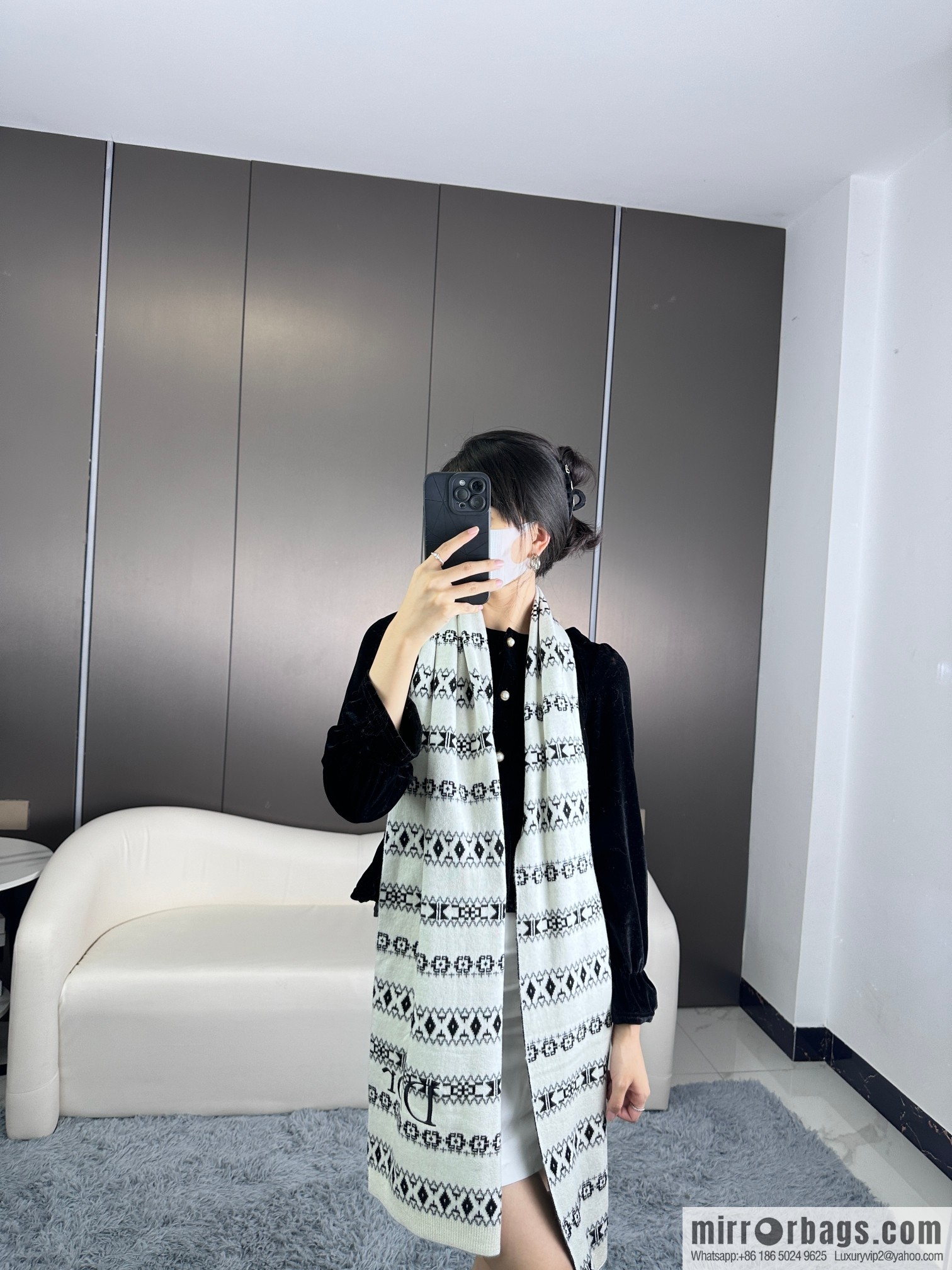 DIOR latest autumn and winter [D pattern] pure cashmere scarf shawl