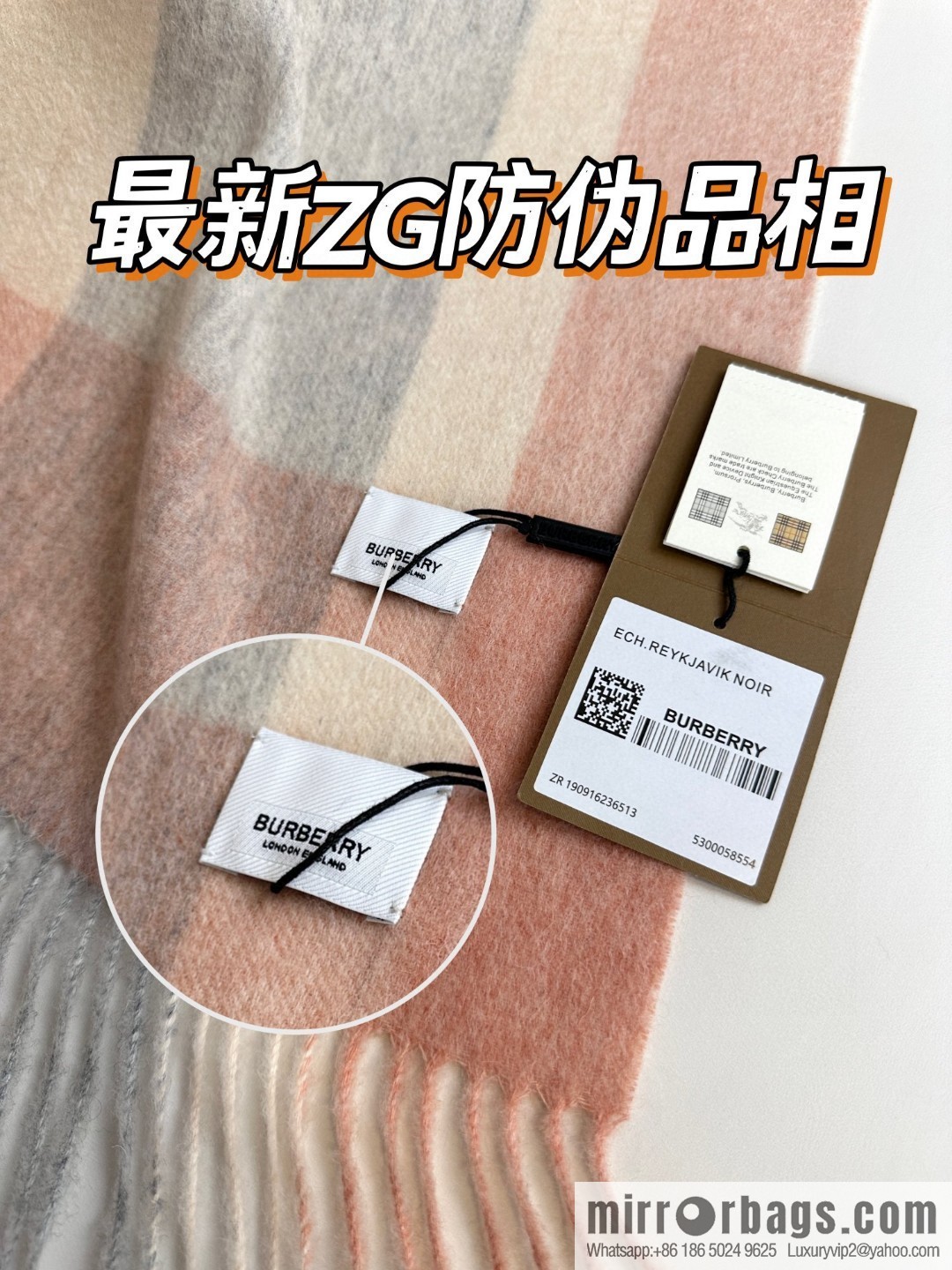 Burberry, plaid warhorse, unisex couple cashmere scarf