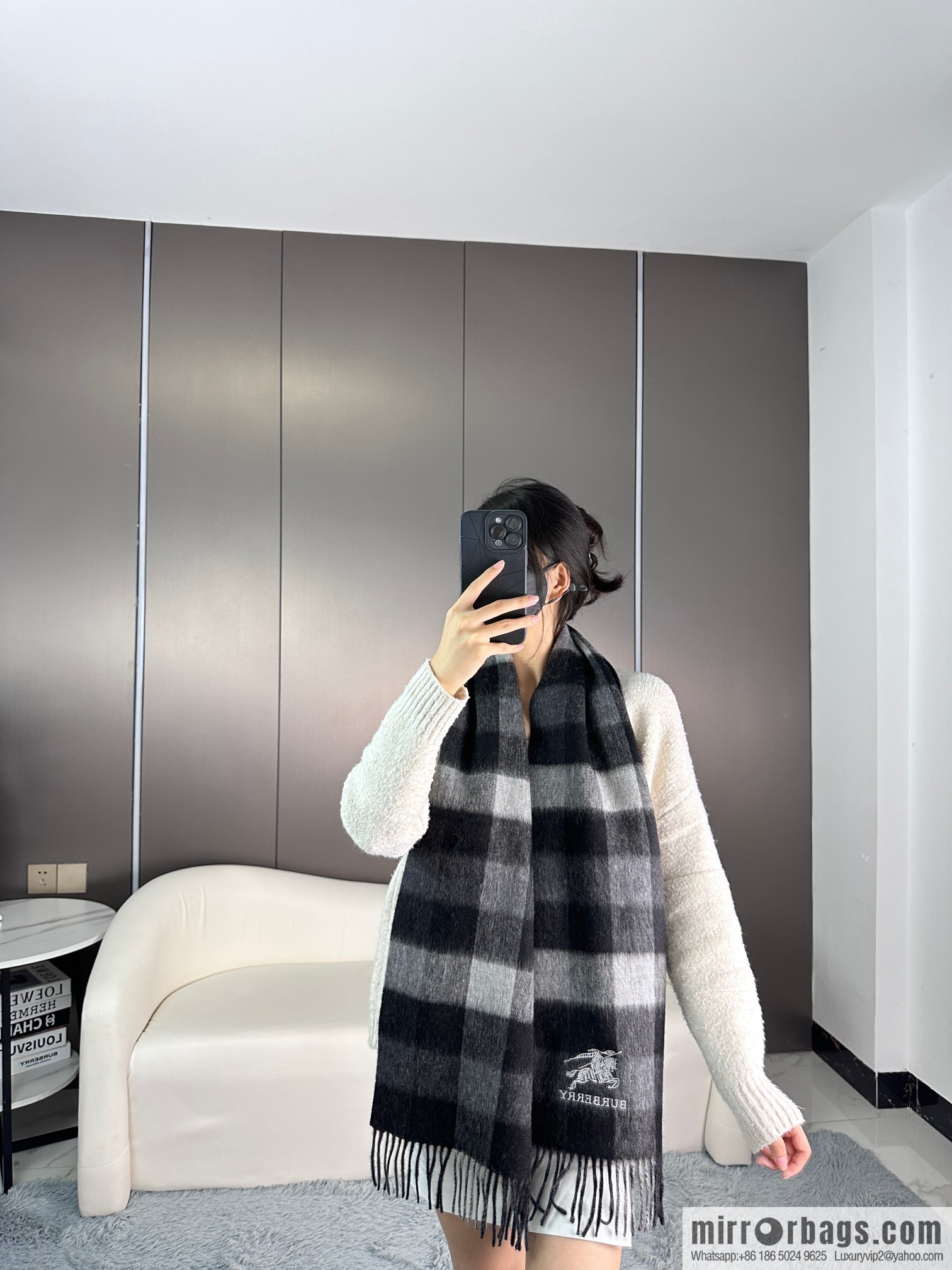 Burberry, counter-grade classic cashmere plaid scarf
