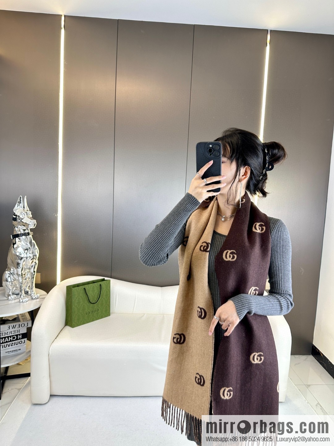 GUCCI 2023 new GG logo, the latest double-sided scarf