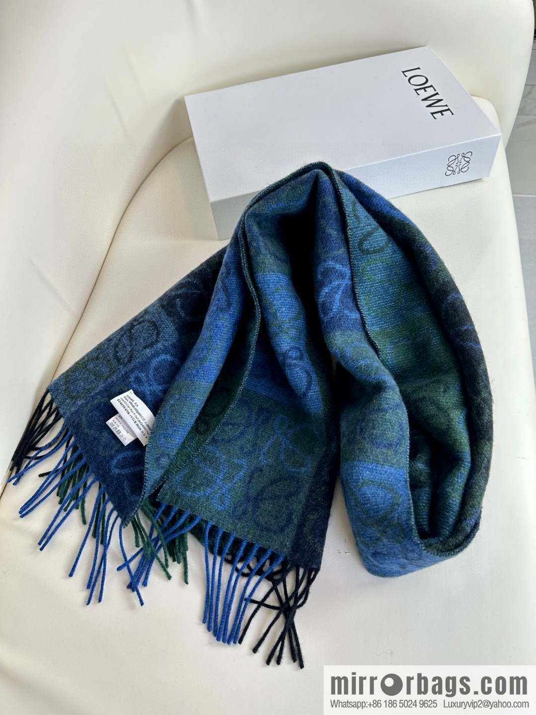 LOEWE's new two-color checkerboard, wool cashmere, scarf