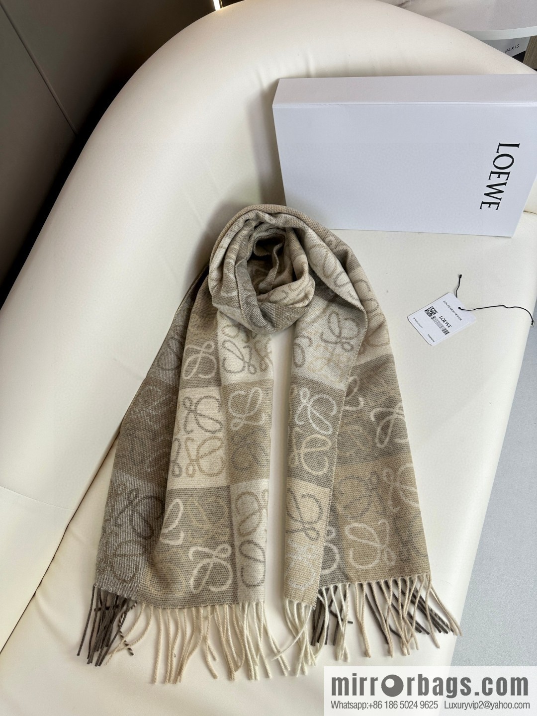LOEWE's new two-color checkerboard, wool cashmere, scarf